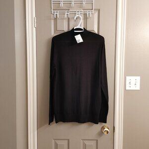 NWT MEN'S H&M BLACK FINE KNIT MOCK NECK SWEATER